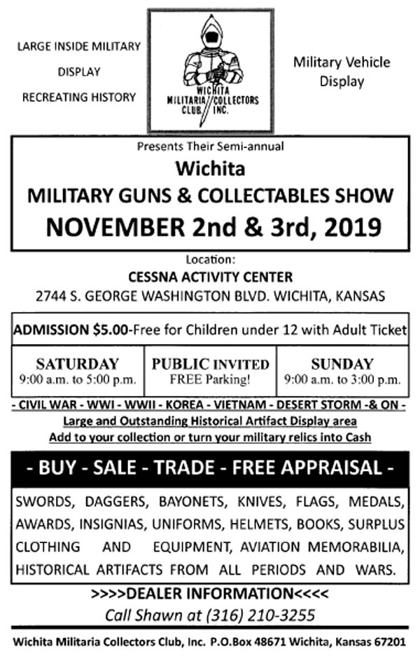 Wichita Military Guns and Collectables Show November 2-3, 2019